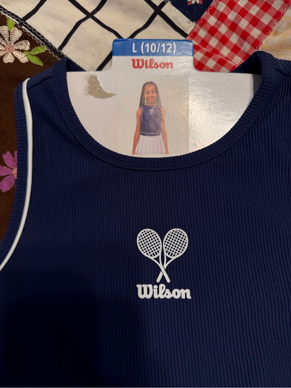 Wilson Navy Blue Girls' Sleeveless Tennis Tank with White Piping